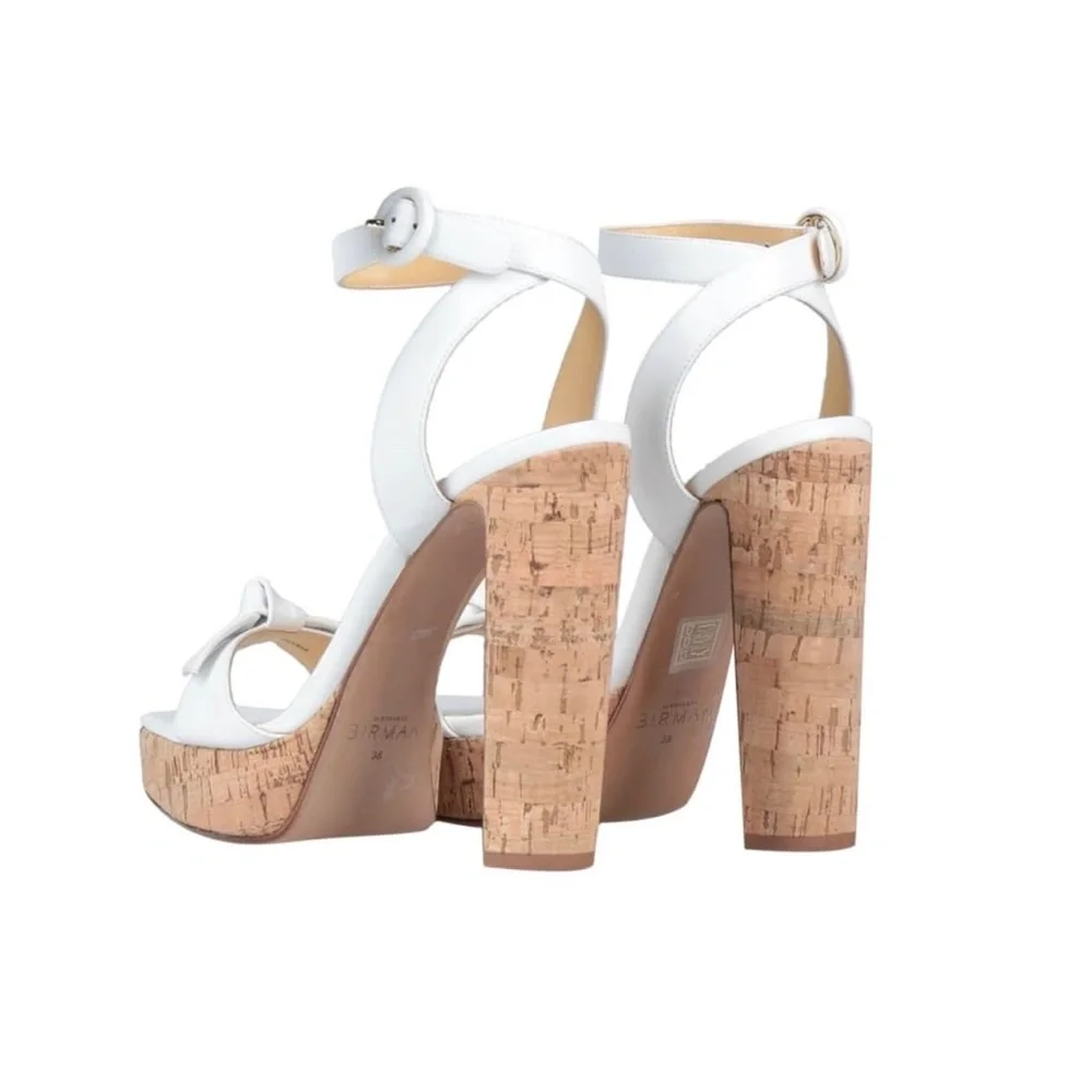 Alexandre Birman White Cork Heel Sandals US9